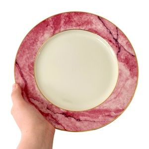 1980’s Vintage Set of 2 Mikasa Fine China Travertine Rose Dinner Plates